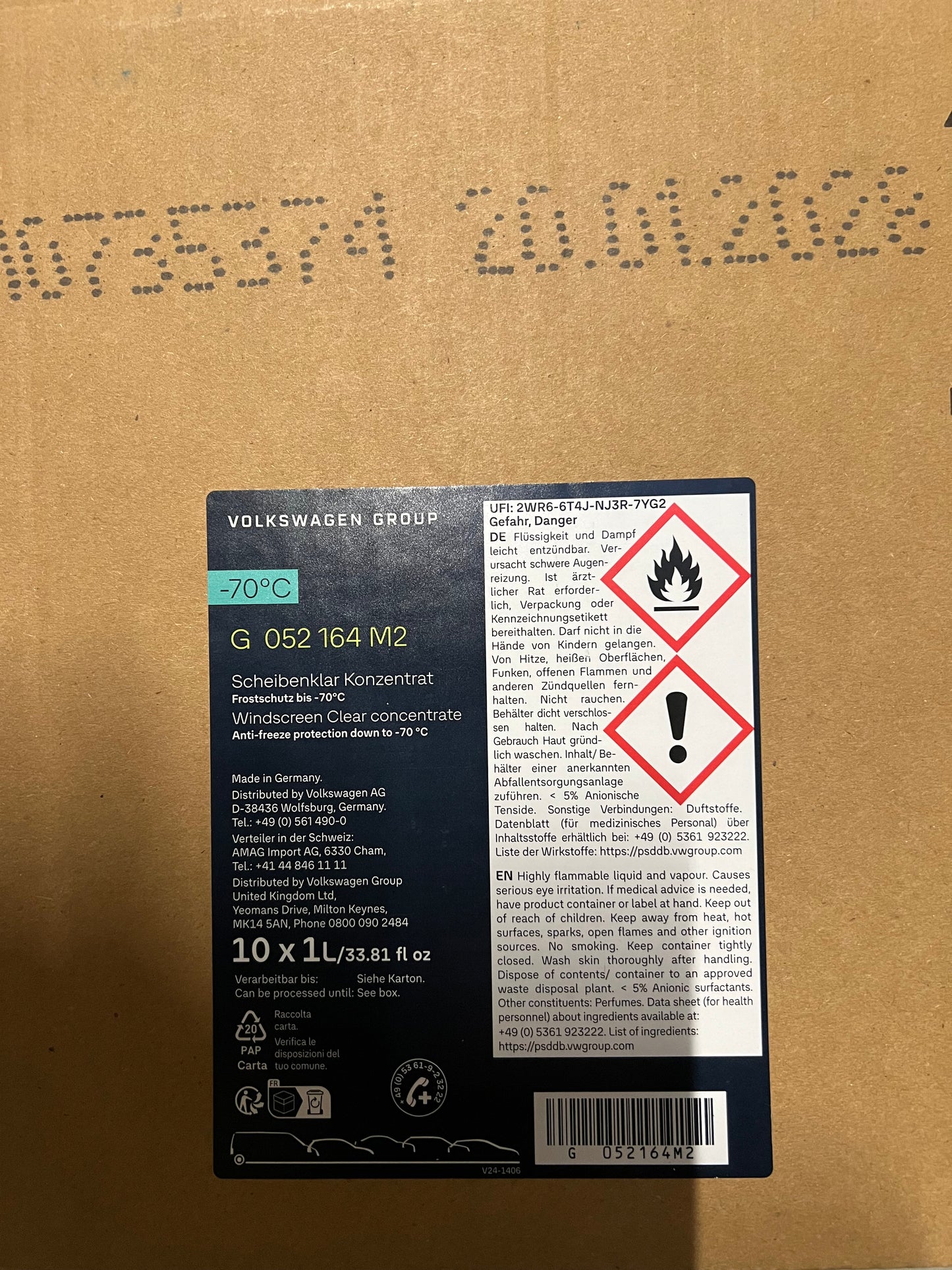 Genuine Vw /Audi / Bentley / Porsche/any car Concentrated Screen wash x 10L G052164M2