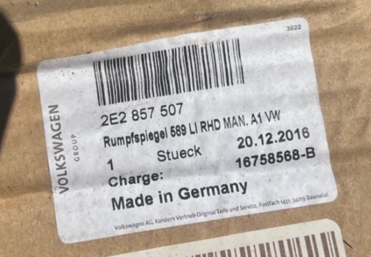 New Genuine Vw Crafter Left Side Wing Mirror Assembly 2E2857507