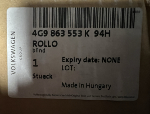 New Genuine Audi Luggage Compartment Cover Blind 4G9863553K94H