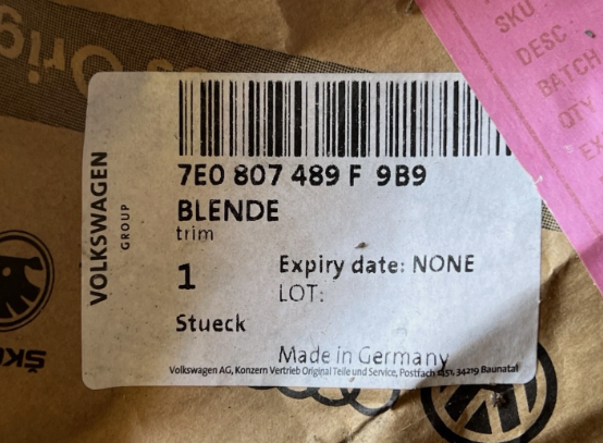 New Genuine Vw TRANSPORTER T6 Front Left Fog Light Grille Trim 7E0807489F9B9