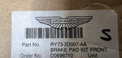 New Genuine New Genuine Aston Martin DB12 / Vantage / Vanquish Front Brake Pad Set for Carbon Brakes RY73-2D007-AA