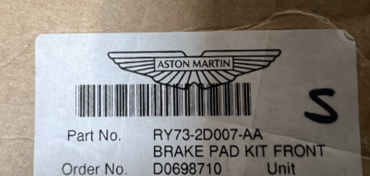 New Genuine New Genuine Aston Martin DB12 / Vantage / Vanquish Front Brake Pad Set for Carbon Brakes RY73-2D007-AA