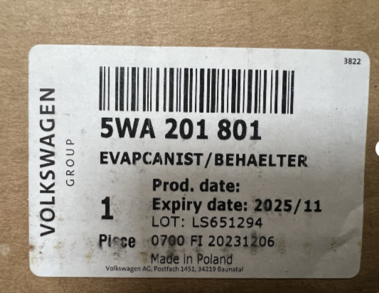New Genuine Audi SEAT Skoda Vw VAG Group Activated Charcoal Filter 5WA201801