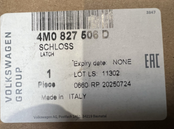 New Genuine Rear Boot Lock Audi Bentley Lamborghini SEAT Skoda 4M0827506D