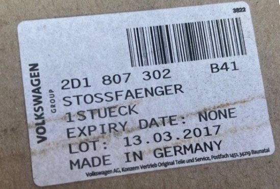 New Genuine Volkswagen LT, LT 4x4 Bumper 2D1807302B41