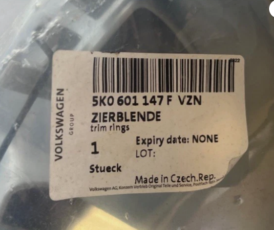 New Genuine Vw Caddy / Golf 18 Spoke 15 Inch Wheel Hubcap Cover 5K0601147FVZN