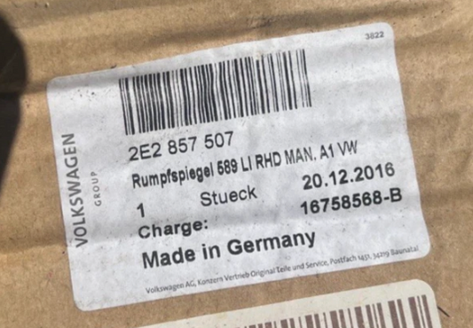 New Genuine Vw Crafter Left Side Wing Mirror Assembly 2E2857507