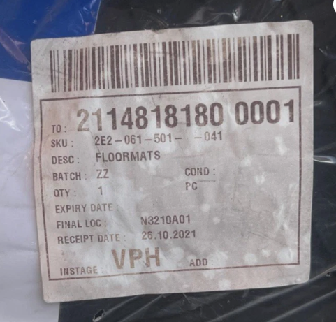 New Genuine Vw Crafter Front Rubber Floor Mats 2E2061501041