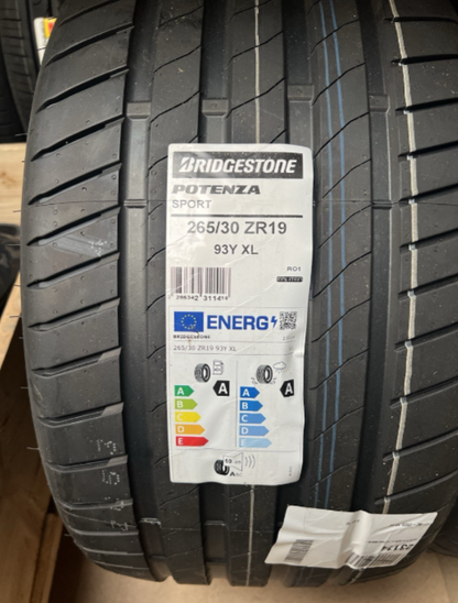 New Genuine Bridgestone Potenza Sport (x2) Tyres 265 30 R19 93Y XL