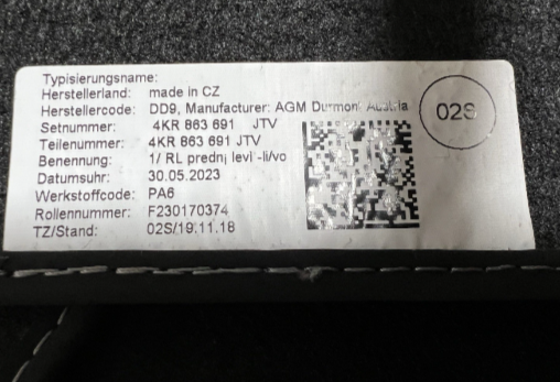 New (other) Genuine Audi e-tron Front & Rear Carpet Mats 4KE864450AJTV - 4KR863691JTV