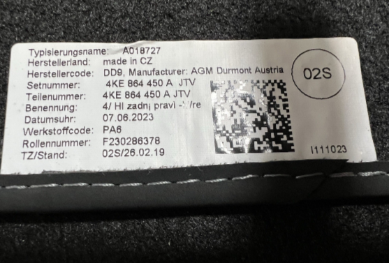 New (other) Genuine Audi e-tron Front & Rear Carpet Mats 4KE864450AJTV - 4KR863691JTV