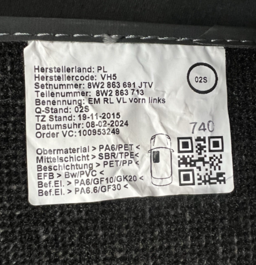 New (Other) Genuine Audi A4/A5/S4/S5 Front and Rear Carpet Mats 8W2863691JTV