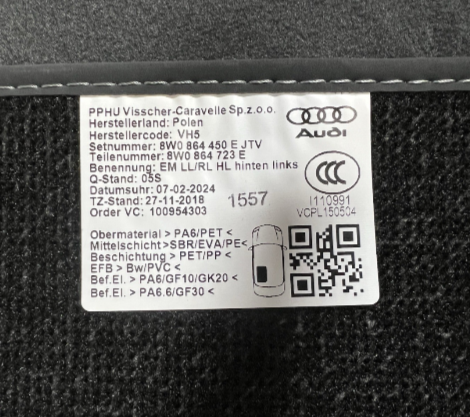 New (Other) Genuine Audi A4/A5/S4/S5 Front and Rear Carpet Mats 8W2863691JTV