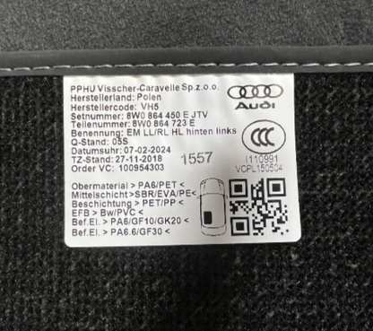 New (Other) Genuine Audi A4/A5/S4/S5 Front and Rear Carpet Mats 8W2863691JTV