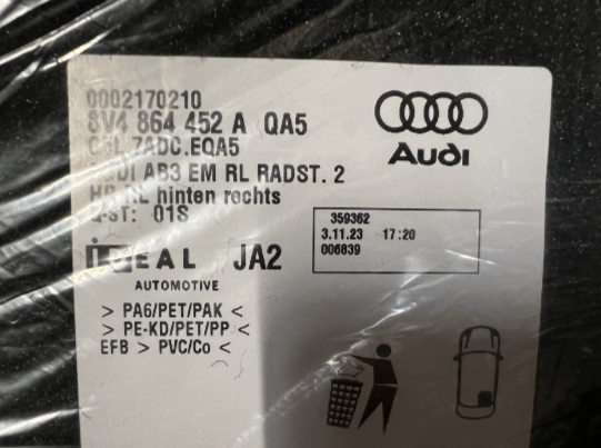 New Genuine Audi A3/S3 Front &amp; Rear Carpet Mats (Soul Black) 8V4863011AQA5