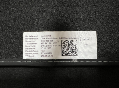 New Genuine Audi Q3 Carpet Mats 83C863691JTV