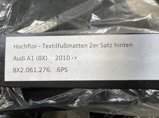 New Genuine Audi A1/S1 High-Pile Rear Carpet Mats 8X20612766PS