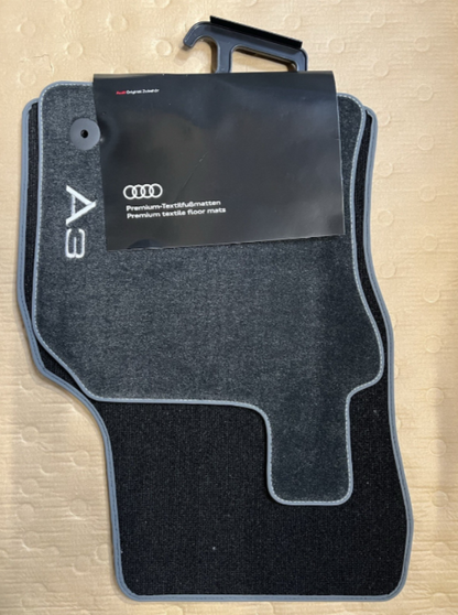 New Genuine Audi A3 F & R Carpet Mats 8Y2061275DMNO - 8Y0061276AMNO