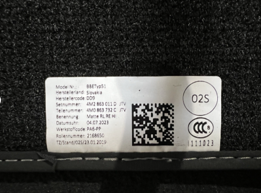 New Genuine Audi Q7/Q8 Front & Rear Carpet Mats 4M2863011DJTV