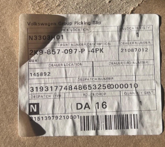 New Genuine Vw Caddy Mk4 6 Door Van Glove Box 2K9857097P4PK