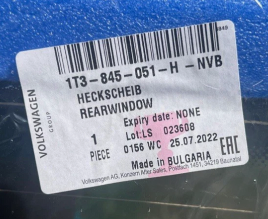 New Genuine Volkswagen ID.Buzz Rear Windscreen 1T3845051HNVB