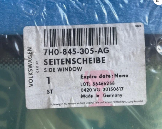 New Genuine Vw Camper / Transporter Side Window For Sliding Door 7H0845305AG