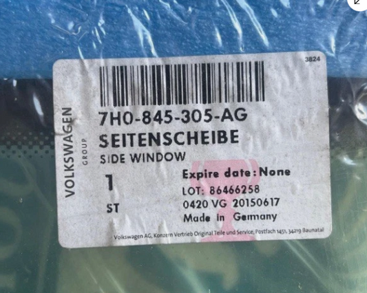 New Genuine Vw Camper / Transporter Side Window For Sliding Door 7H0845305AG