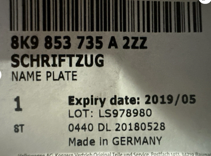 New Genuine Audi A4/S4/A6 ALLROAD Rear Chrome Inscription 8K9853735A2ZZ