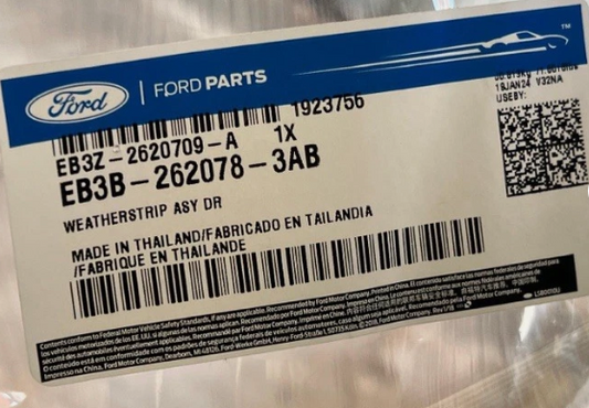 New Genuine Ford Ranger TKE Rear Left Door Rubber Seal EB3B-262078-3AB