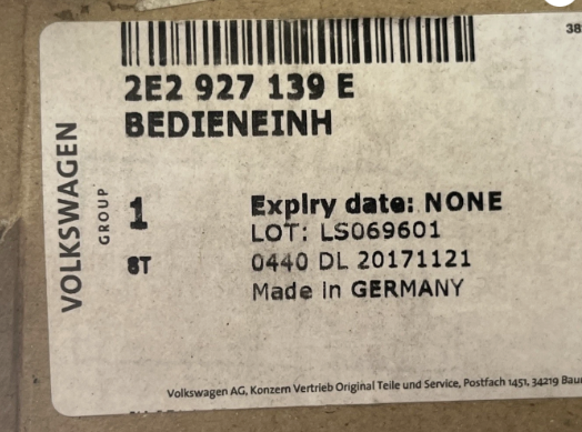 New Genuine Vw Crafter Heater Control Panel 2.0 DIESEL 2E2927139E