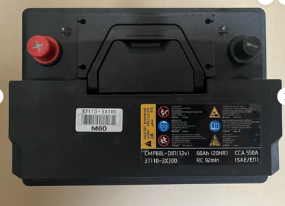 Genuine Hyundai 12V maintenance free battery 60Ah 550 A ( Tested ) 37110-3x100