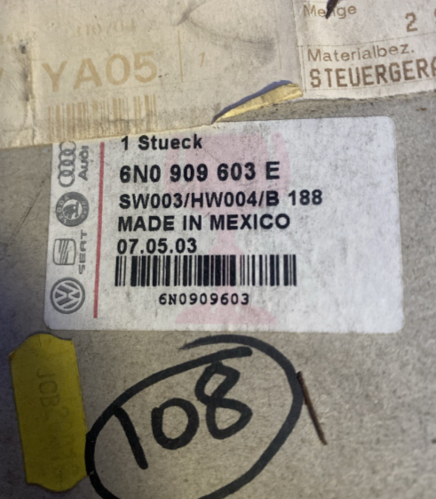 New Genuine Volkswagen Front Airbag Control Unit 6N0909603E