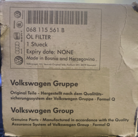 New Genuine Audi VAG Group Oil Filter 068115561B
