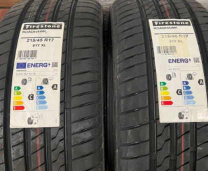 New Firestone Roadhawk 215/45 R17 91Y XL (x2 Tyres)