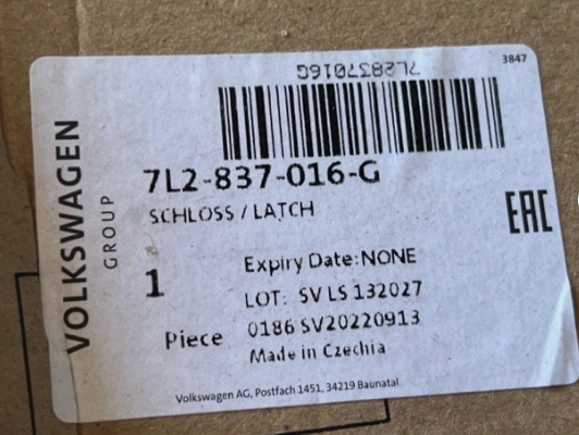 New Genuine Vw Transporter Front Right Door Latch Mechanism 7L2837016G