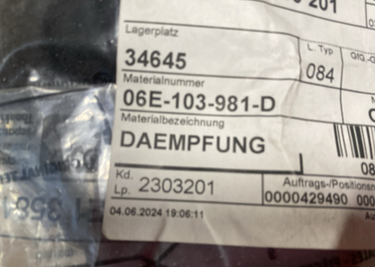 New Genuine Audi Vw Cylinder Head Rear Left Damping 06E103981D