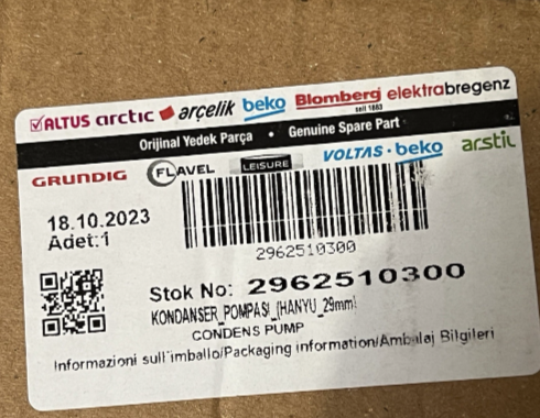 New Genuine Beko Condensor Drain Lift Pump 2962510300