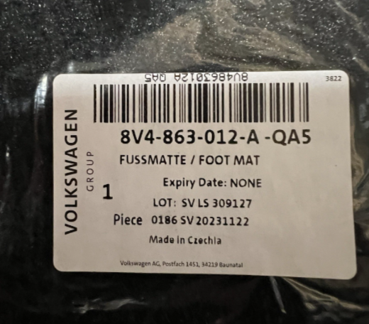 New Genuine Audi A3/S3 Front &amp; Rear Carpet Mats (Soul Black) 8V4863011AQA5