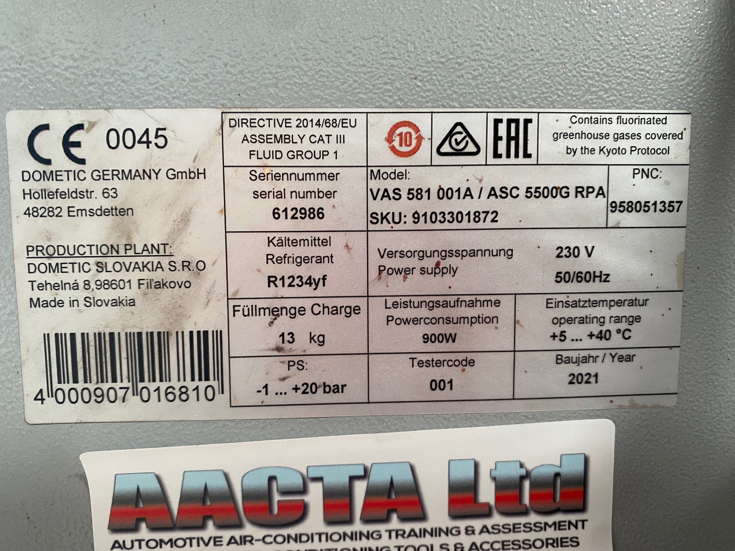 WAECO ASC Fully Automatic Aircon Service Machine VAS 581 001A