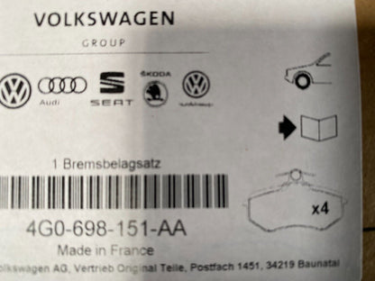 New Genuine Audi A6 / S6 / A7 Front Brake Pads Set 4G0 698 151 AA