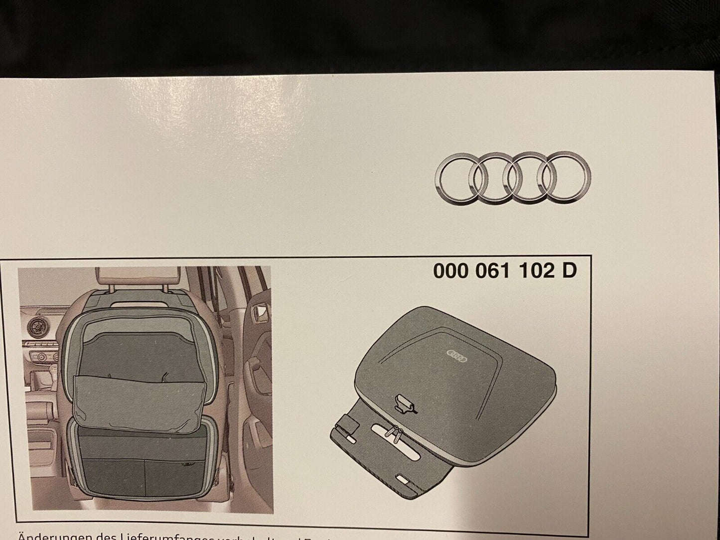 New Genuine Audi Rear Seats Storage Bag 000061102D